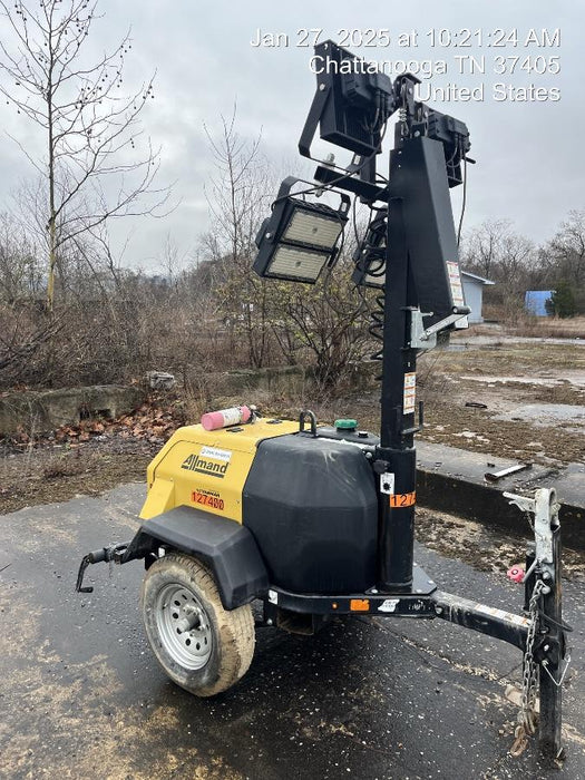 2021 Allmand NLV3GR (4) LED Light Fixture 350W, 23' Vertical Mast, 3kW Prime, Towable, Deep Sea L401, Leveling Jacks, Yanmar T4F 5.8hp