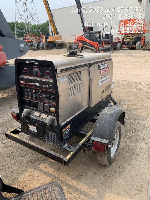 2019 Lincoln Electric Vantage 322 Ready-Pak 3, Two Wheel Trailer, Fender and Light Kit, Cable Rack