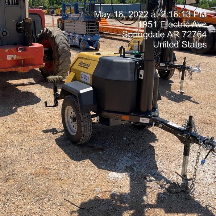 2022 Allmand NLV3GR (4) LED Light Fixture 350W, 23' Vertical Mast, 3kW Prime, Towable, Deep Sea L401, Leveling Jacks, Yanmar T4F 5.8hp