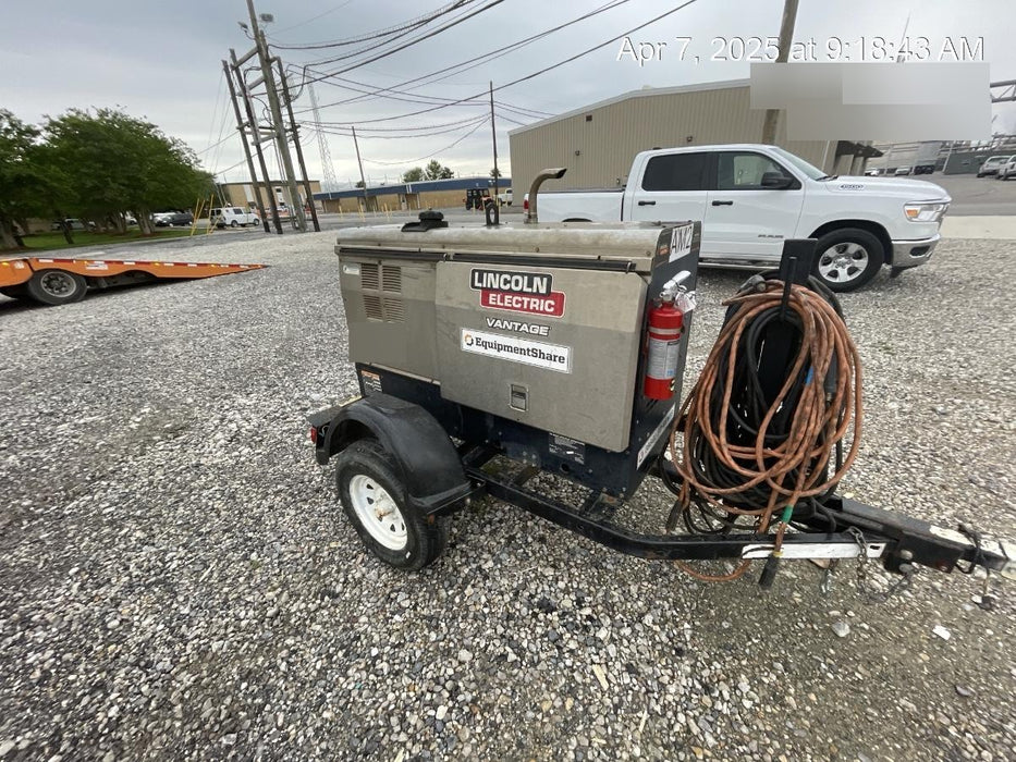 2019 Lincoln Electric Vantage 322 Welder Ready-Pak 3, Two wheel trailer, Fender and Light kit, Cable Rack