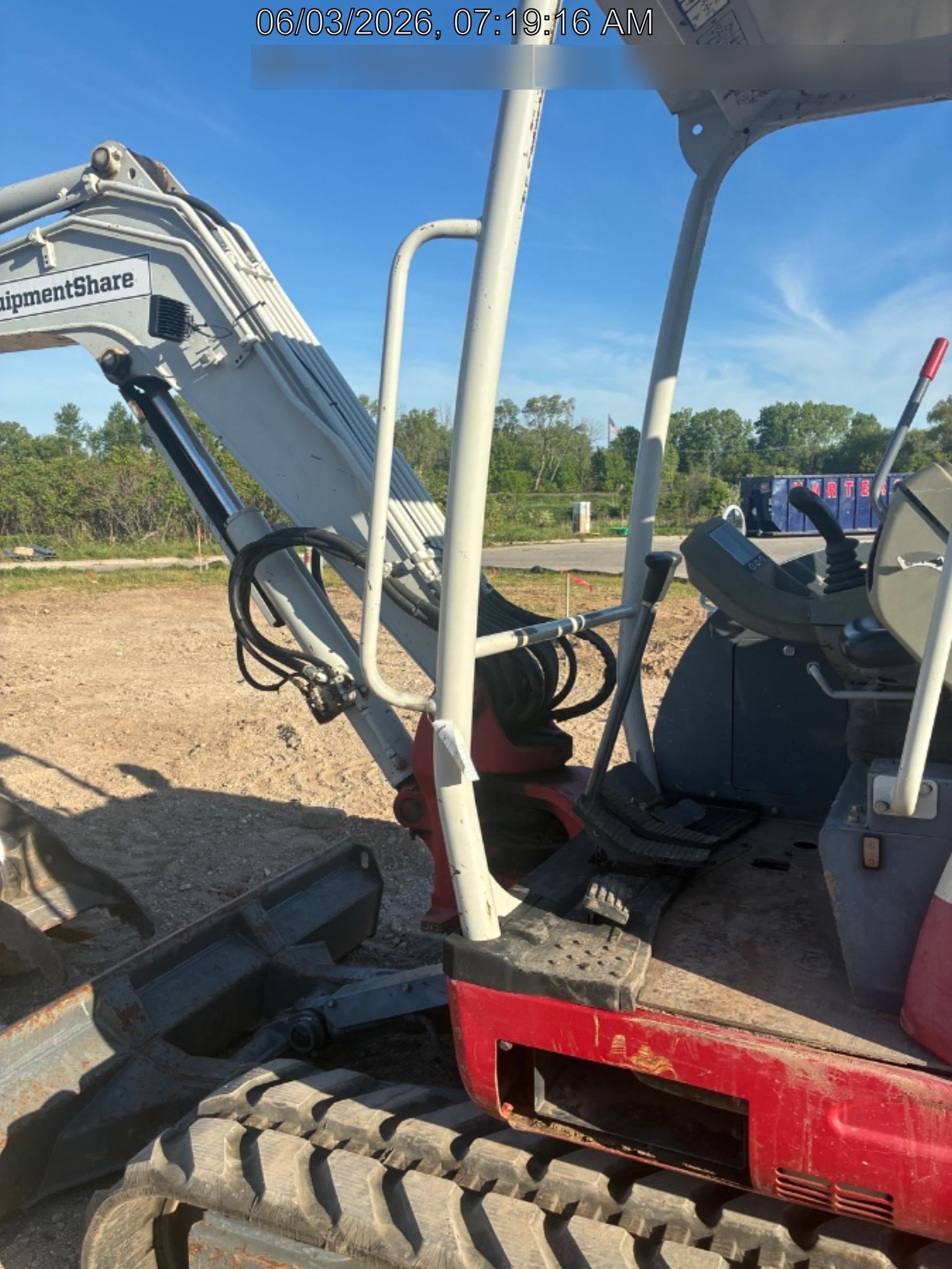 2019 Takeuchi TB260 Takeuchi TB260 Canopy w/Rubber Tracks, Auxiliary Hydraulics, Standard Blade, Manual QC, 12 / 18 / 24" Buckets, Hydraulic Thumb Installed