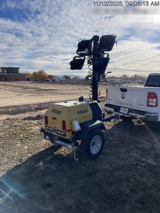 2022 Allmand NLV3GR (4) LED Light Fixture 350W, 23' Vertical Mast, 3kW Prime, Towable, Deep Sea L401, Leveling Jacks, Yanmar T4F 5.8hp