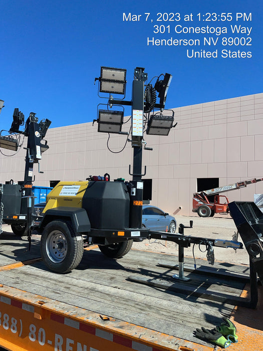 2022 Allmand NLV3GR (4) LED Light Fixture 350W, 23' Vertical Mast, 3kW Prime, Towable, ES Decals, T3