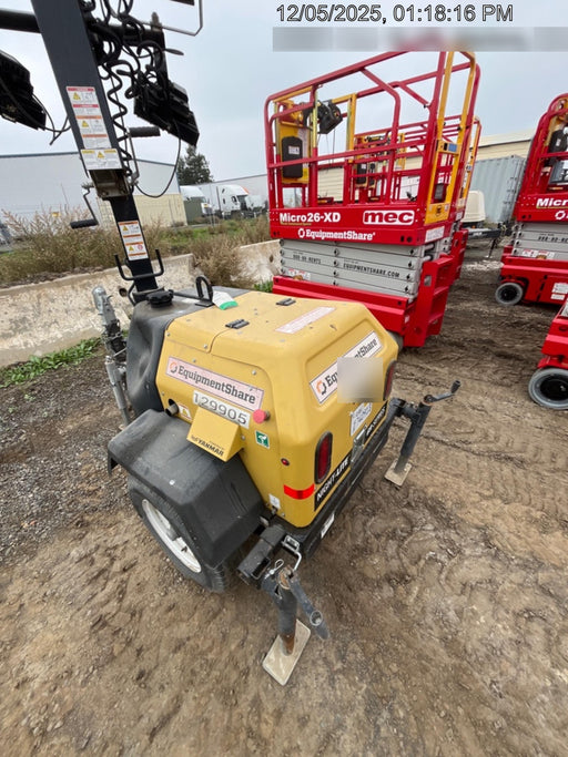 2021 Allmand NLV3GR (4) LED Light Fixture 350W, 23' Vertical Mast, 3kW Prime, Towable, Deep Sea L401, Leveling Jacks, Yanmar T4F 5.8hp