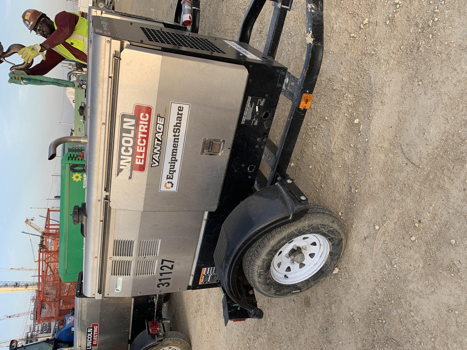 2019 Lincoln Electric Vantage 322 Welder Ready-Pak 3, Two wheel trailer, Fender and Light kit, Cable Rack