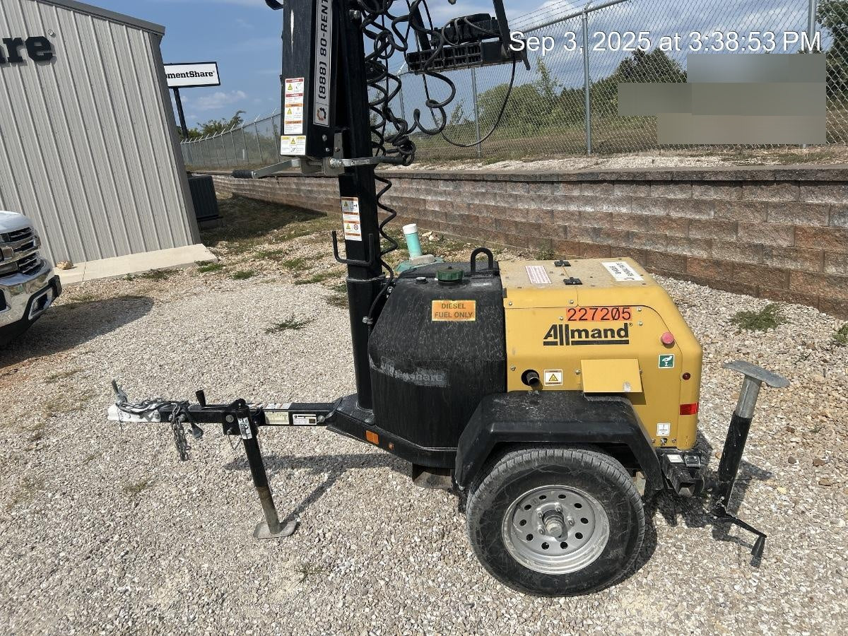 2022 Allmand NLV3GR (4) LED Light Fixture 350W, 23' Vertical Mast, 3kW Prime, Towable, Deep Sea L401, Leveling Jacks, Yanmar T4F 5.8hp