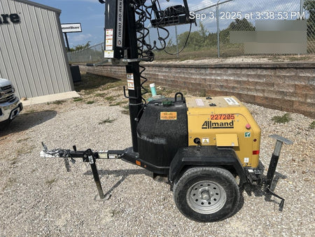 2022 Allmand NLV3GR (4) LED Light Fixture 350W, 23' Vertical Mast, 3kW Prime, Towable, Deep Sea L401, Leveling Jacks, Yanmar T4F 5.8hp