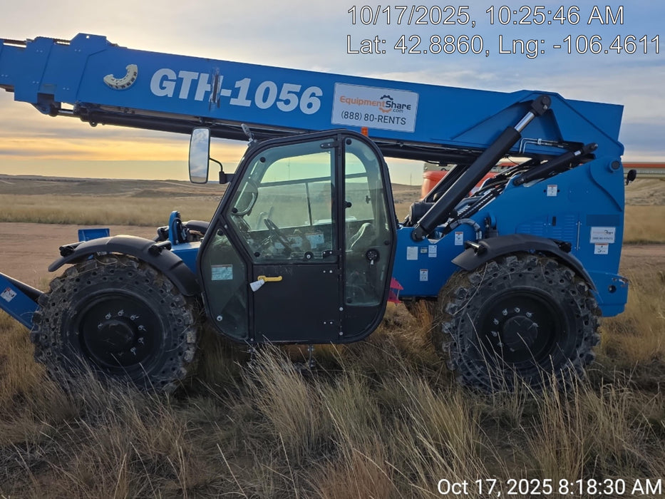 2019 Genie GTH-1056 Cab/Heat/AC, Solid RT Tires, LED Work Lights, Beacon 60" QA Carriage, 60" Forks