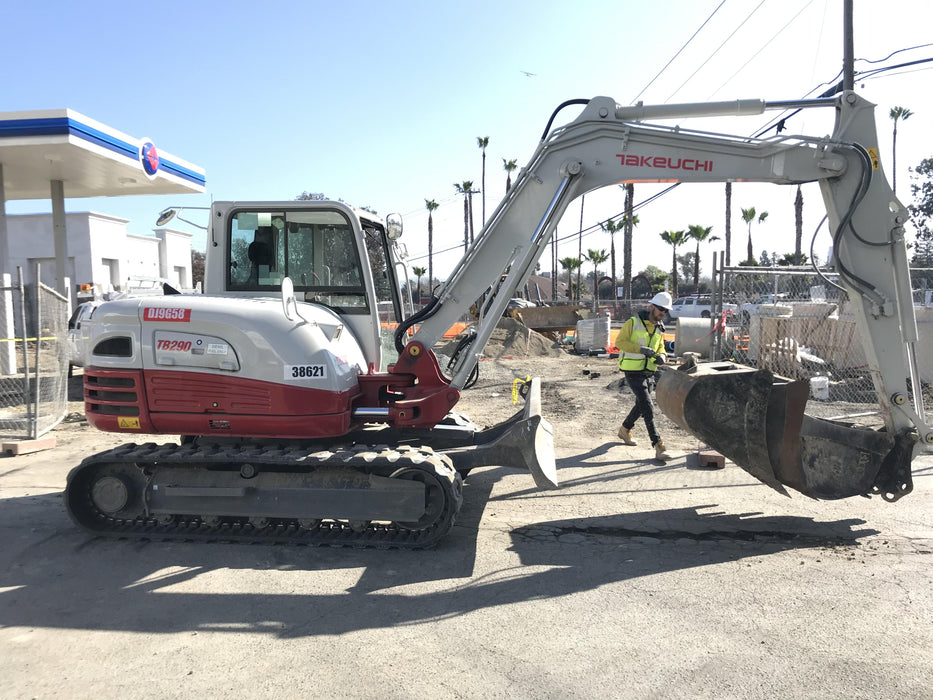 2019 Takeuchi TB290 Cab/Heat/AC Rubber tracks, Dozer blade, Travel alarm, Auxiliary hydraulics Manual QC, Hydraulic thumb, 18", 24", and 36" Buckets