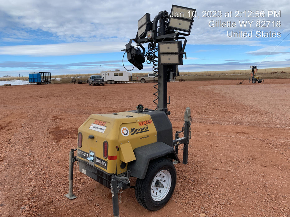 2021 Allmand NLV3GR (4) LED Light Fixture 350W, 23' Vertical Mast, 3kW Prime, Towable, Deep Sea L401, Leveling Jacks, Yanmar T4F 5.8hp