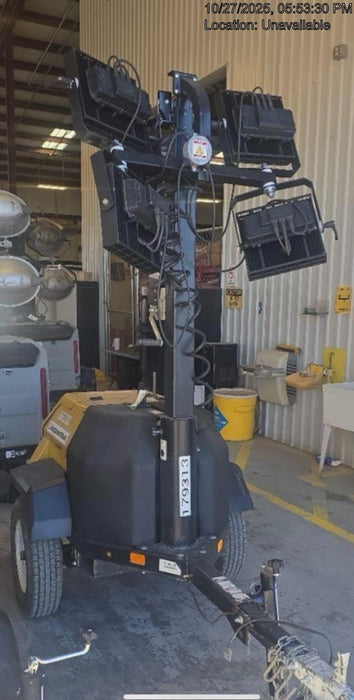 Allmand NLV3GR (4) LED Light Fixture 350W, 23' Vertical Mast, 3kW Prime, Towable, Deep Sea L401, Leveling Jacks, Yanmar T4F 5.8hp