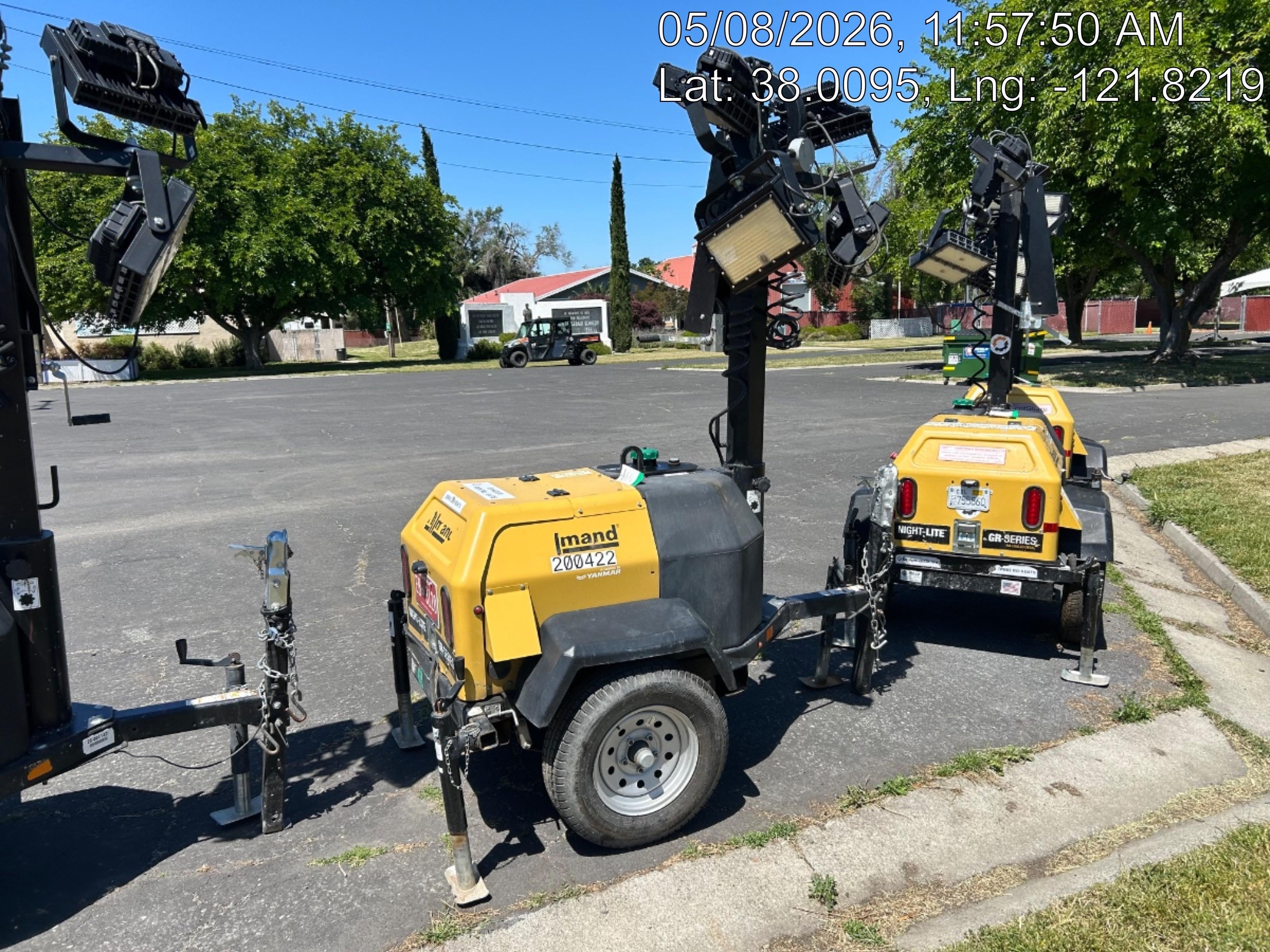 2022 Allmand NLV3GR (4) LED Light Fixture 350W, 23' Vertical Mast, 3kW Prime, Towable, Deep Sea L401, Leveling Jacks, Yanmar T4F 5.8hp