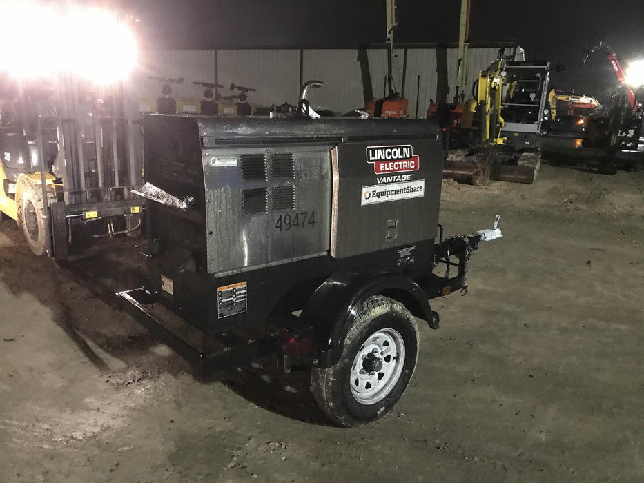 2019 Lincoln Electric Vantage 322 Ready-Pak 3, Two Wheel Trailer, Fender and Light Kit, Cable Rack