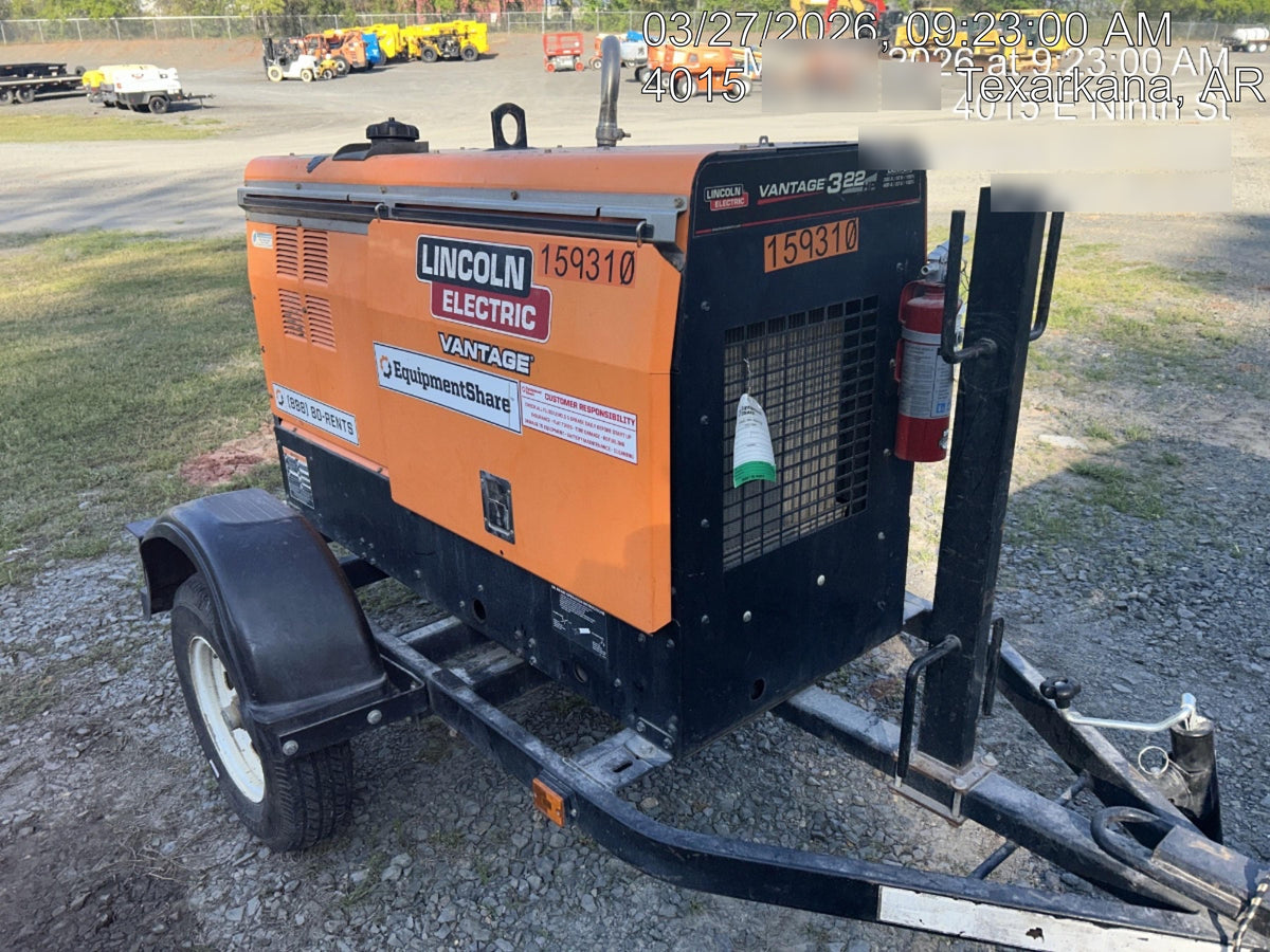 2021 Lincoln Electric Vantage 322 Vantage 322 Ready Pak 3 w/ Decals, ORANGE (includes trailer, cable rack, fender light kit) NO Telematics