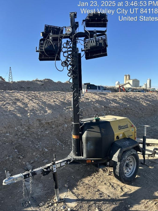 2022 Allmand NLV3GR (4) LED Light Fixture 350W, 23' Vertical Mast, 3kW Prime, Towable, ES Decals, T3