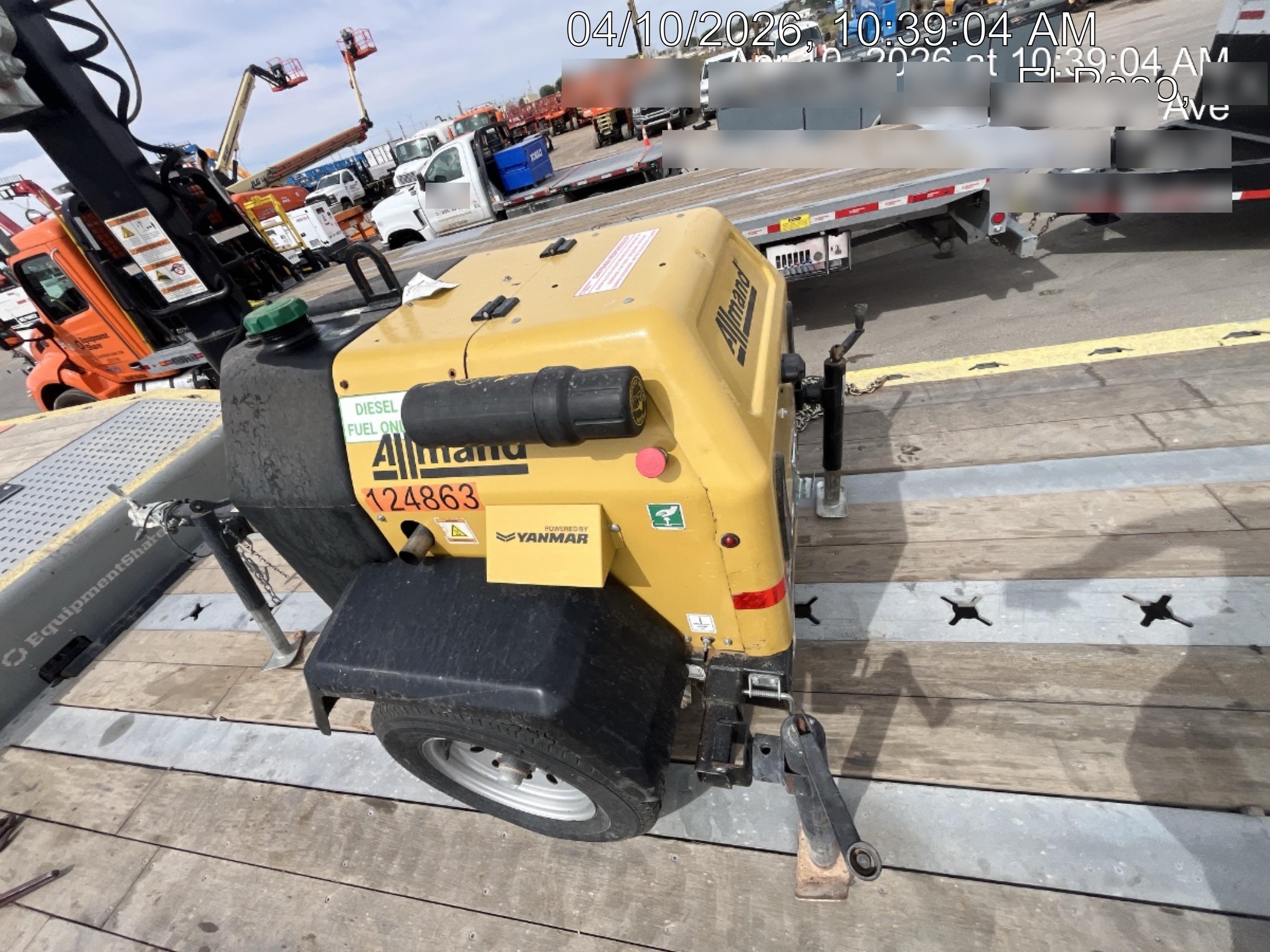 2020 Allmand NLV3GR (4) LED Light Fixture 350W, 23' Vertical Mast, 3kW Prime, Towable, Deep Sea L401, Leveling Jacks, Yanmar T4F 5.8hp