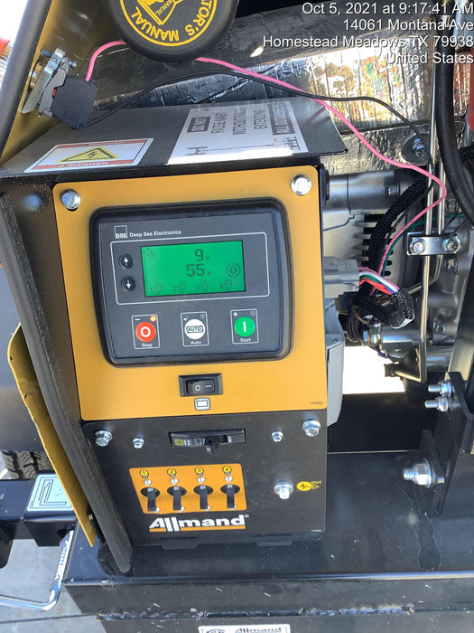 2021 Allmand NLV3GR (4) LED Light Fixture 350W, 23' Vertical Mast, 3kW Prime, Towable, Deep Sea L401, Leveling Jacks, Yanmar T4F 5.8hp