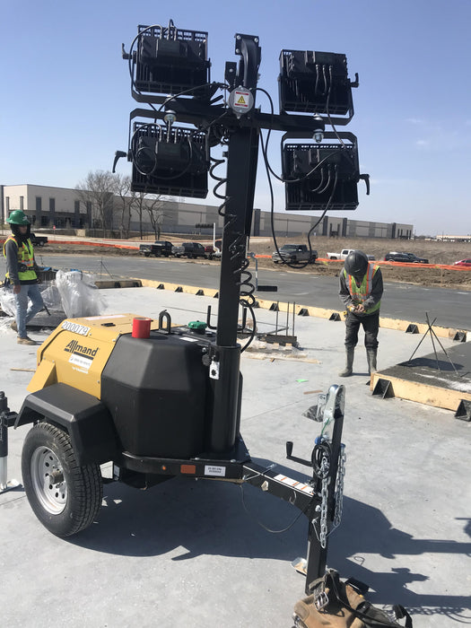 2022 Allmand NLV3GR (4) LED Light Fixture 350W, 23' Vertical Mast, 3kW Prime, Towable, Deep Sea L401, Leveling Jacks, Yanmar T4F 5.8hp