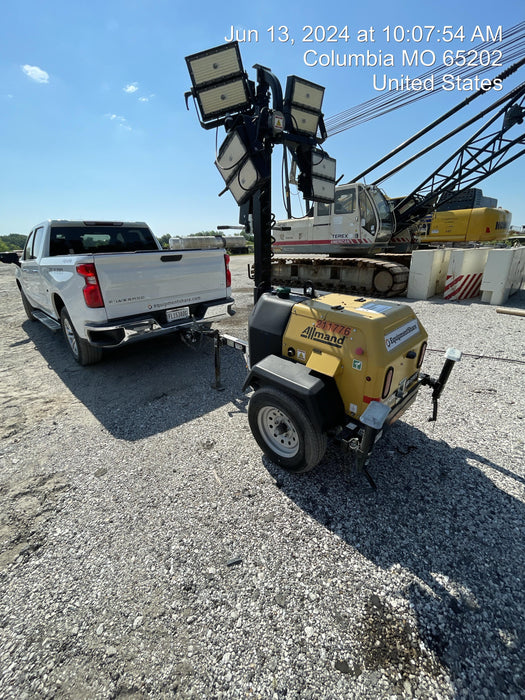 2022 Allmand NLV3GR (4) LED Light Fixture 350W, 23' Vertical Mast, 3kW Prime, Towable, Deep Sea L401, Leveling Jacks, Yanmar T4F 5.8hp