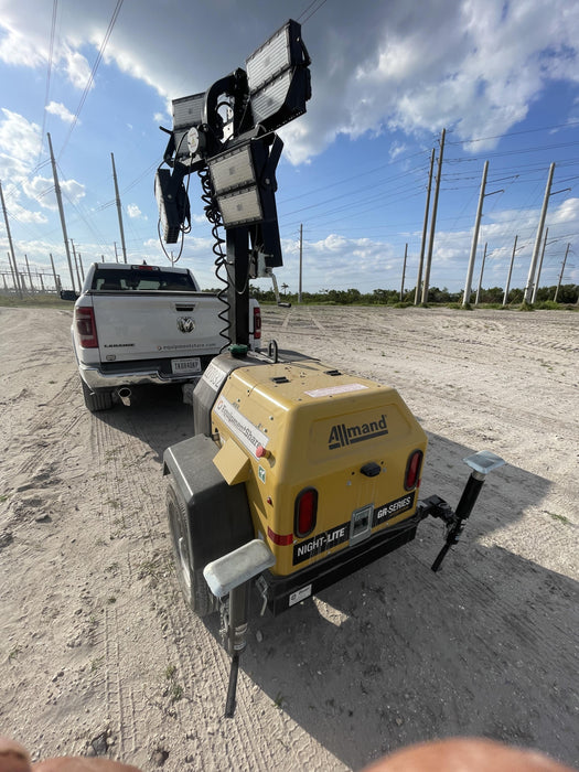 2022 Allmand NLV3GR (4) LED Light Fixture 350W, 23' Vertical Mast, 3kW Prime, Towable, Deep Sea L401, Leveling Jacks, Yanmar T4F 5.8hp