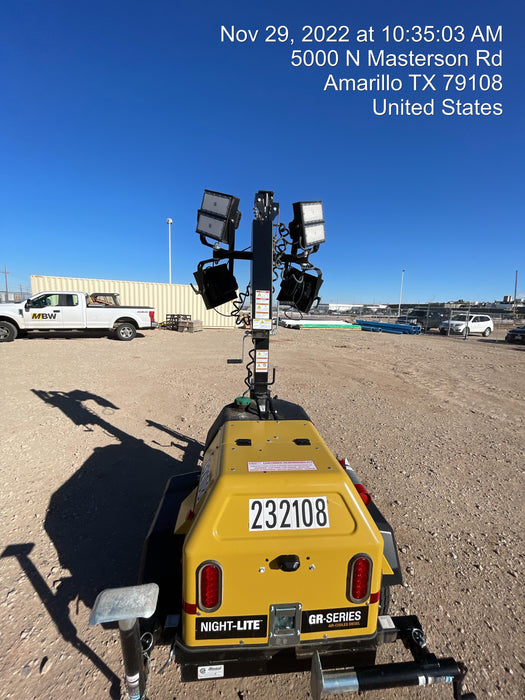 2022 Allmand NLV3GR (4) LED Light Fixture 350W, 23' Vertical Mast, 3kW Prime, Towable, Deep Sea L401, Leveling Jacks, Yanmar T4F 5.8hp