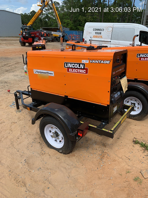 2021 Lincoln Electric Vantage 322 Vantage 322 Ready Pak 3 w/ Telematics & Decals, ORANGE (includes trailer, cable rack, fender light kit)