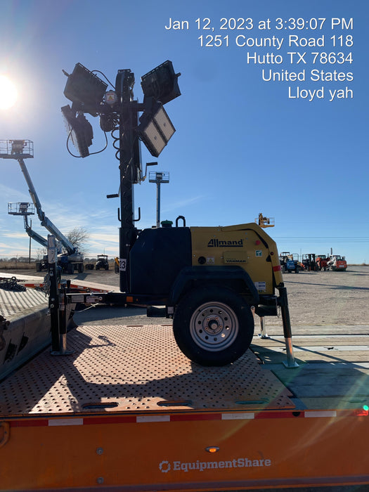 2022 Allmand NLV3GR (4) LED Light Fixture 350W, 23' Vertical Mast, 3kW Prime, Towable, ES Decals, T3