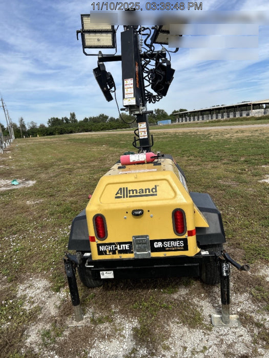 Allmand NLV3GR (4) LED Light Fixture 350W, 23' Vertical Mast, 3kW Prime, Towable, Deep Sea L401, Leveling Jacks, Yanmar T4F 5.8hp