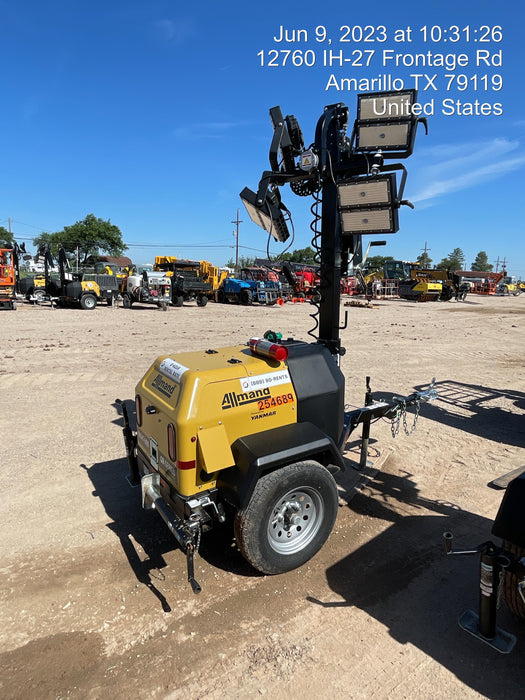 2022 Allmand NLV3GR (4) LED Light Fixture 350W, 23' Vertical Mast, 3kW Prime, Towable, ES Decals, T3