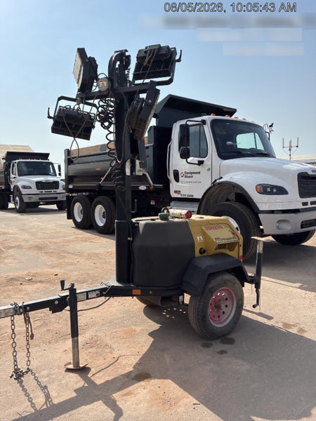 2022 Allmand NLV3GR (4) LED Light Fixture 350W, 23' Vertical Mast, 3kW Prime, Towable, Deep Sea L401, Leveling Jacks, Yanmar T4F 5.8hp