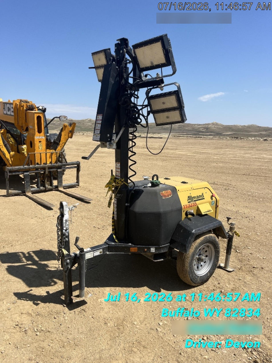 2020 Allmand NLV3GR (4) LED Light Fixture 350W, 23' Vertical Mast, 3kW Prime, Towable, Deep Sea L401, Leveling Jacks, Yanmar T4F 5.8hp