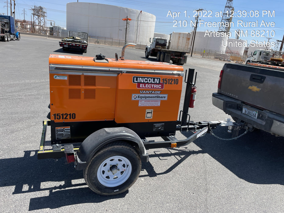 2021 Lincoln Electric Vantage 322 Vantage 322 Ready Pak 3 w/ Telematics & Decals, ORANGE (includes trailer, cable rack, fender light kit)