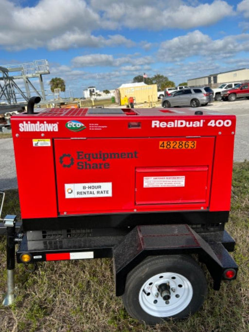 2024 Shindaiwa DGW400DML Kubota D902 Engine, 23 HP, Dual Op Welder, Wire, Arc, Droop Stick, Tig, and CC Stick Functionality, Simulphase, 3 Phase and 1 Phase Gen Output, Single Axle NB Trlr, Slr Trckl Chrg 12V 12W, Fire Ext, T3