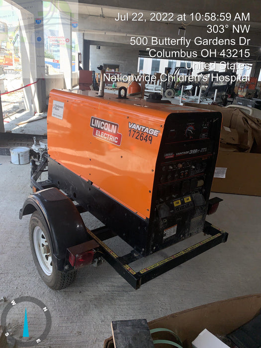 2021 Lincoln Electric Vantage 322 Vantage 322 Ready Pak 3 w/ Decals, ORANGE (includes trailer, cable rack, fender light kit) NO Telematics