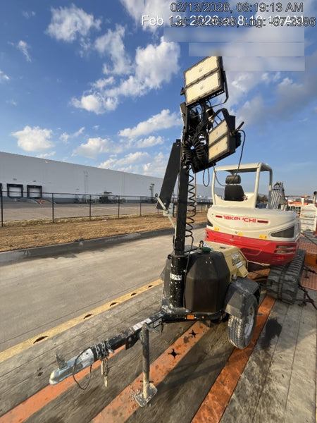 Allmand NLV3GR (4) LED Light Fixture 350W, 23' Vertical Mast, 3kW Prime, Towable, Deep Sea L401, Leveling Jacks, Yanmar T4F 5.8hp