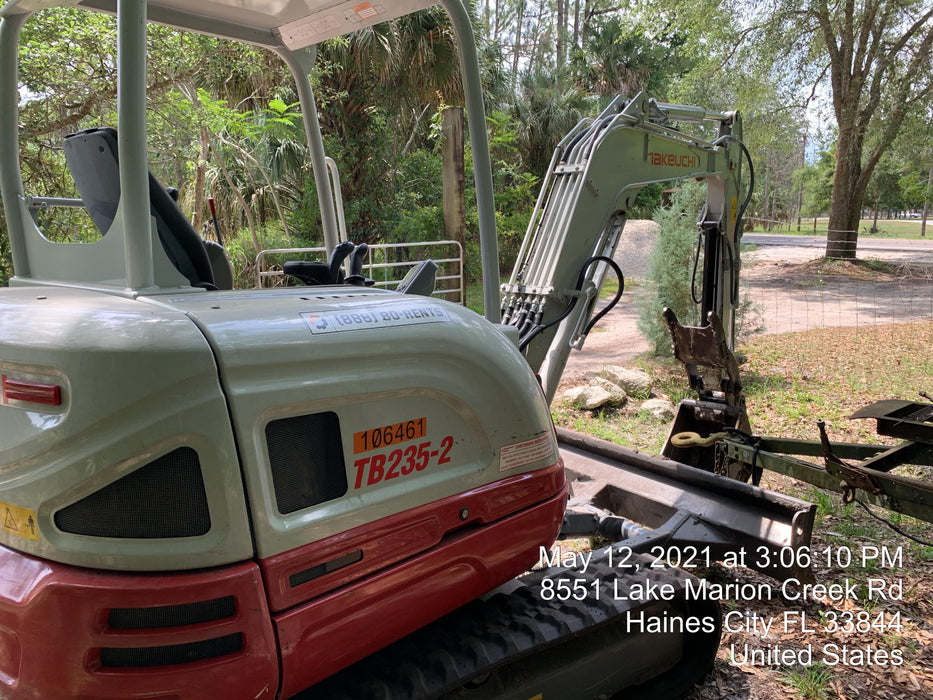 2020 Takeuchi TB235-2R Canopy, Rubber Tracks, Manual TAG QC