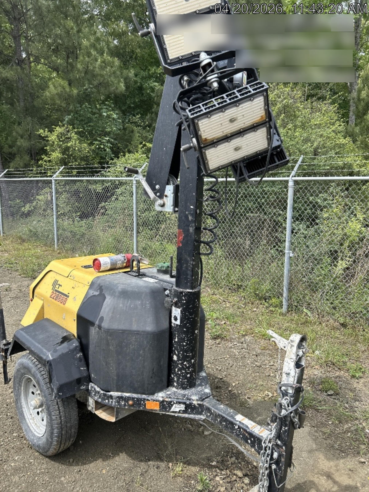 2022 Allmand NLV3GR (4) LED Light Fixture 350W, 23' Vertical Mast, 3kW Prime, Towable, Deep Sea L401, Leveling Jacks, Yanmar T4F 5.8hp