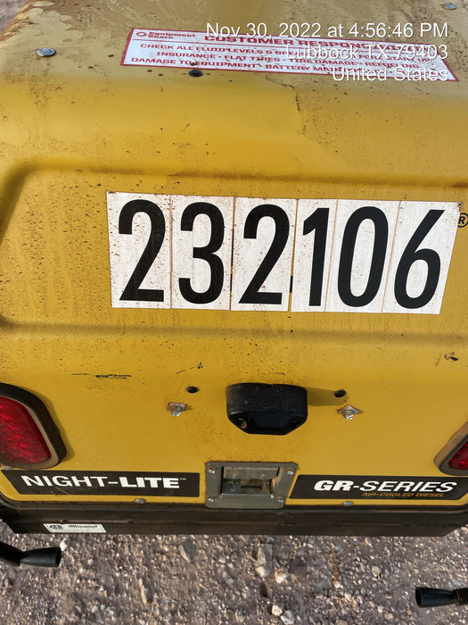 2022 Allmand NLV3GR (4) LED Light Fixture 350W, 23' Vertical Mast, 3kW Prime, Towable, Deep Sea L401, Leveling Jacks, Yanmar T4F 5.8hp