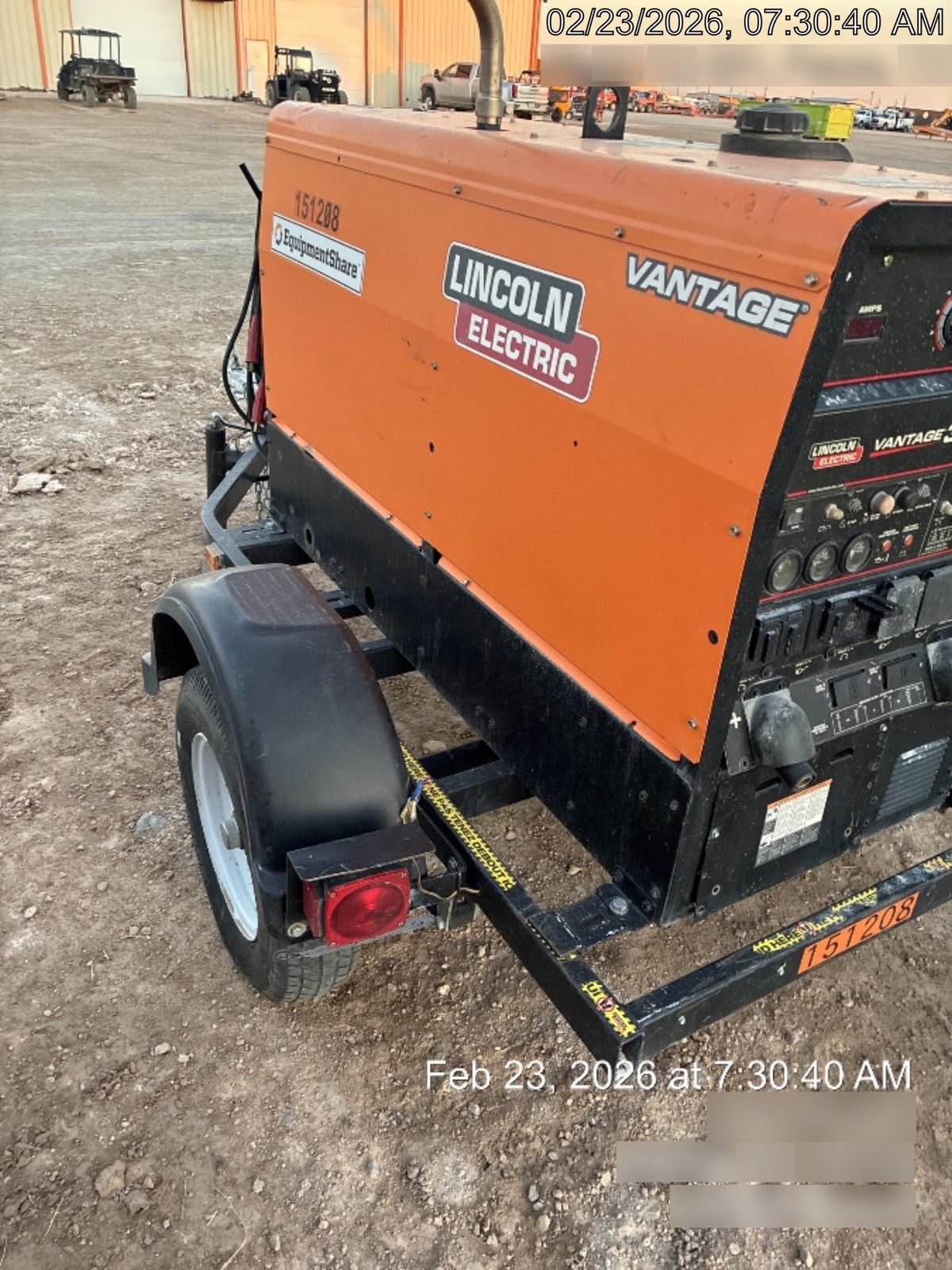 2021 Lincoln Electric Vantage 322 Vantage 322 Ready Pak 3 w/ Telematics & Decals, ORANGE (includes trailer, cable rack, fender light kit)