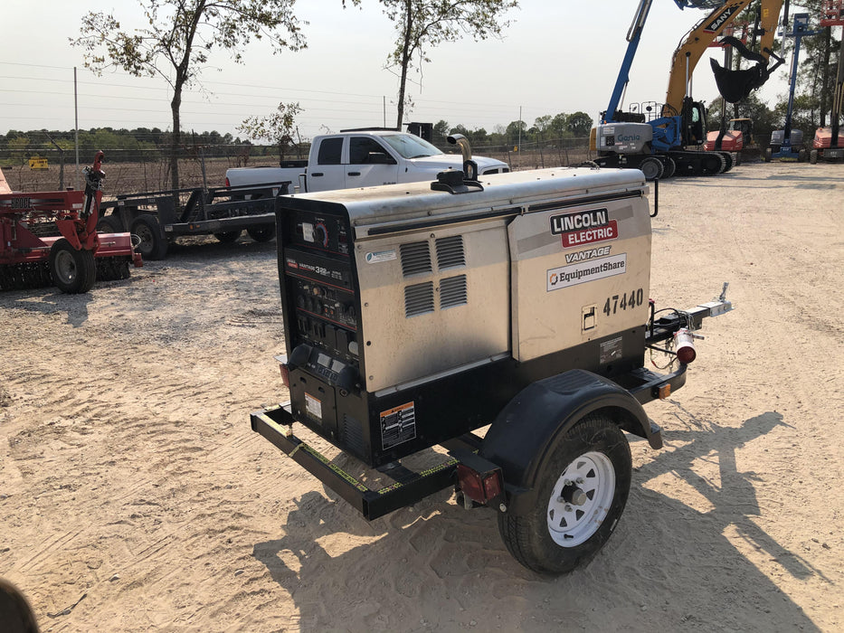2019 Lincoln Electric Vantage 322 Ready-Pak 3, Two Wheel Trailer, Fender and Light Kit, Cable Rack