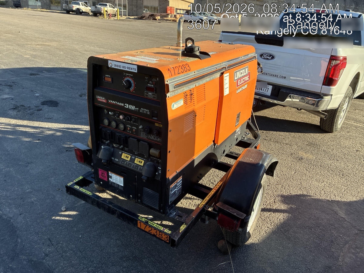 2021 Lincoln Electric Vantage 322 Vantage 322 Ready Pak 3 w/ Decals, ORANGE (includes trailer, cable rack, fender light kit) NO Telematics