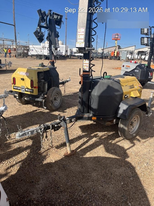 2022 Allmand NLV3GR (4) LED Light Fixture 350W, 23' Vertical Mast, 3kW Prime, Towable, Deep Sea L401, Leveling Jacks, Yanmar T4F 5.8hp