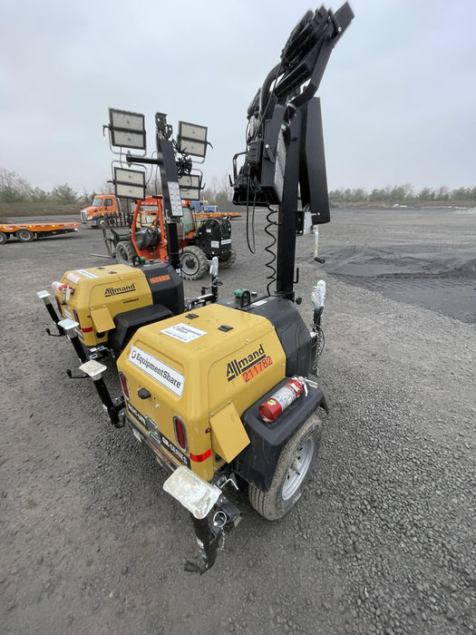 2022 Allmand NLV3GR (4) LED Light Fixture 350W, 23' Vertical Mast, 3kW Prime, Towable, Deep Sea L401, Leveling Jacks, Yanmar T4F 5.8hp