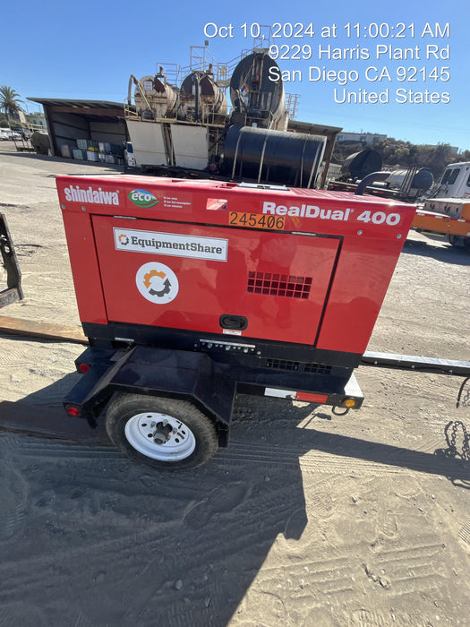 2022 Shindaiwa DGW400MDL Kubota D902 Engine, 23 HP, Dual Op Welder, Wire, Arc, Droop Stick, Tig, and CC Stick Functionality, Simulphase, 3 Phase and 1 Phase Gen Output, Single Axle NB Trlr, Slr Trckl Chrg 12V 12W, Fire Ext