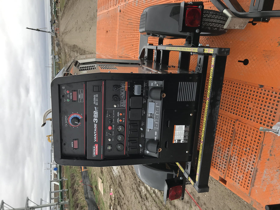 2019 Lincoln Electric Vantage 322 Welder Ready-Pak 3, Two wheel trailer, Fender and Light kit, Cable Rack