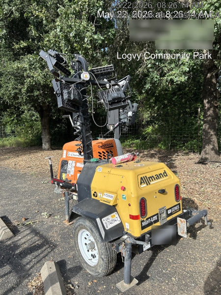 Allmand NLV3GR (4) LED Light Fixture 350W, 23' Vertical Mast, 3kW Prime, Towable, Deep Sea L401, Leveling Jacks, Yanmar T4F 5.8hp