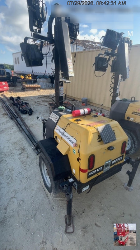 2022 Allmand NLV3GR (4) LED Light Fixture 350W, 23' Vertical Mast, 3kW Prime, Towable, Deep Sea L401, Leveling Jacks, Yanmar T4F 5.8hp