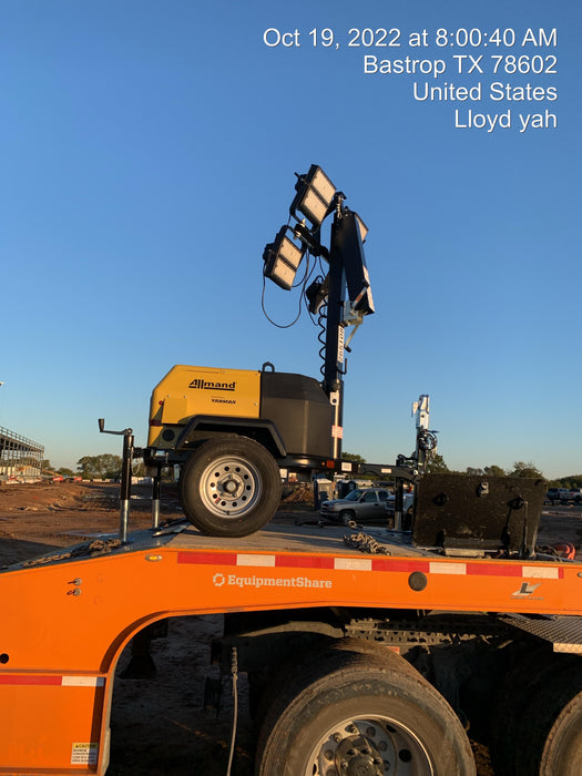 2022 Allmand NLV3GR (4) LED Light Fixture 350W, 23' Vertical Mast, 3kW Prime, Towable, ES Decals, T3