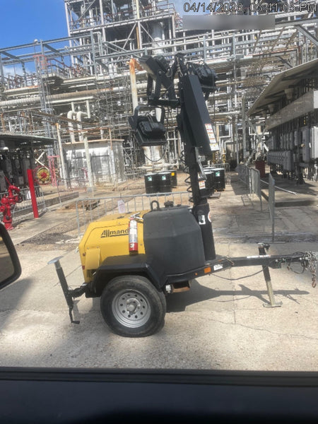 2022 Allmand NLV3GR (4) LED Light Fixture 350W, 23' Vertical Mast, 3kW Prime, Towable, Deep Sea L401, Leveling Jacks, Yanmar T4F 5.8hp