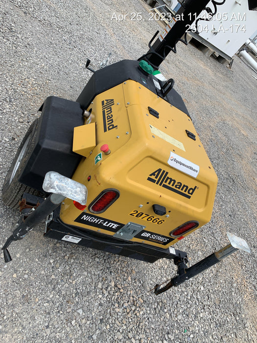 2022 Allmand NLV3GR (4) LED Light Fixture 350W, 23' Vertical Mast, 3kW Prime, Towable, Deep Sea L401, Leveling Jacks, Yanmar T4F 5.8hp